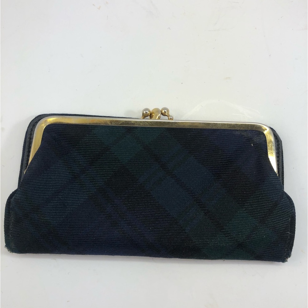 Vintage Kane-M Woolen Green Plaid Double Clasp Wallet pocketbook